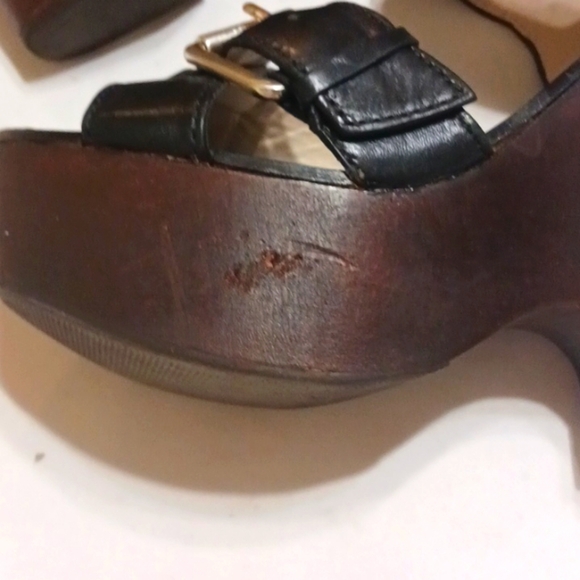Michael Kors Chunky Platform Wooden Heeled Sandals Shoes Size 7.5 - Picture 10 of 12